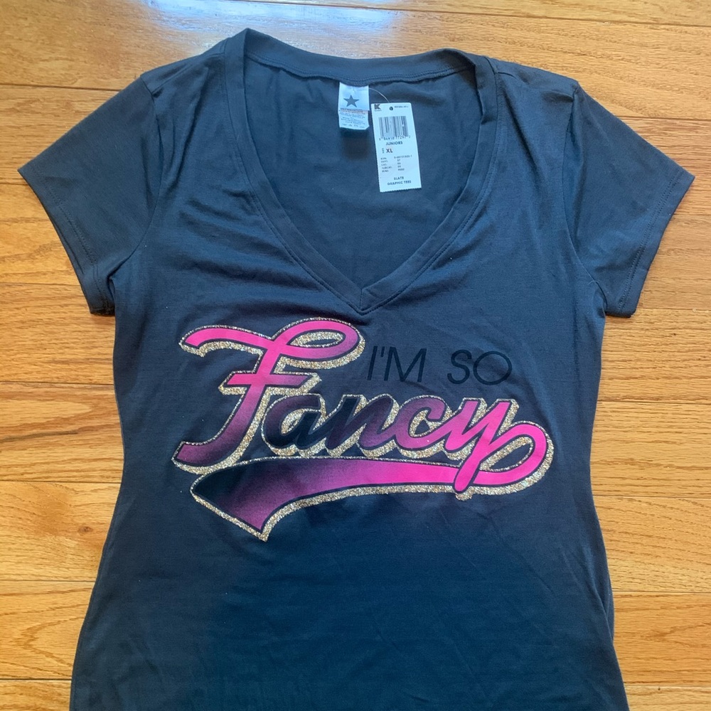 “I’m So Fancy” Slate Gray Glitter Graphic T-Shirt